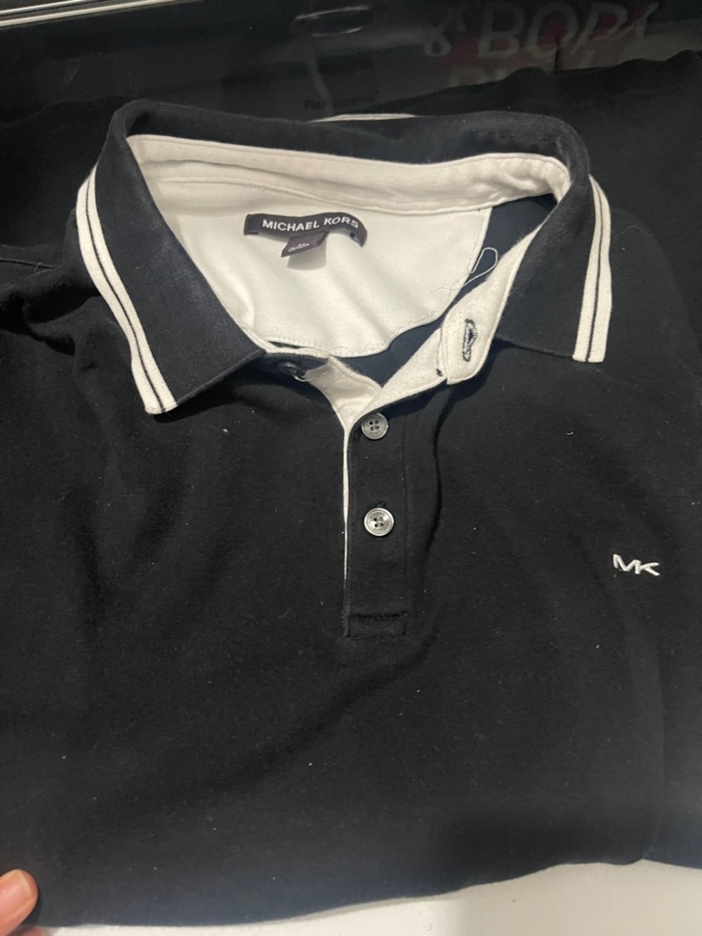 Michael Kors Black Polo with White Trim and MK Logo